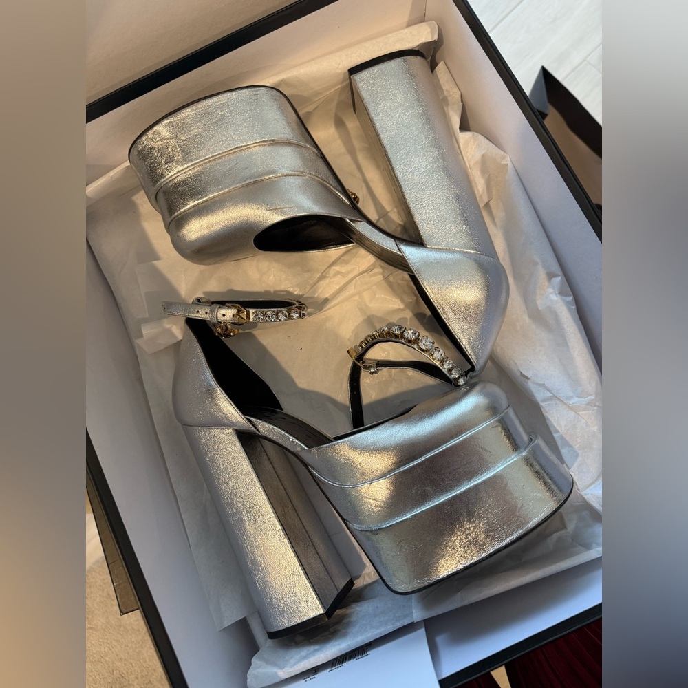 Versace Silver Platform Heels - Picture 4 of 5